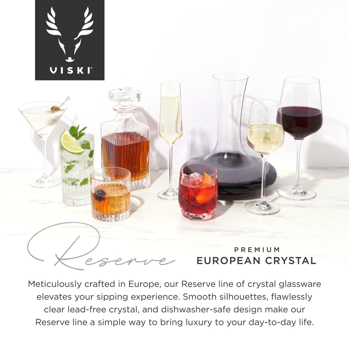 Viski Reserve Inez Crystal Burgundy Glasses 4Pk