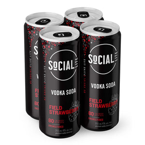 Social Lite Field Strawberry Seltzer  4pk Cn