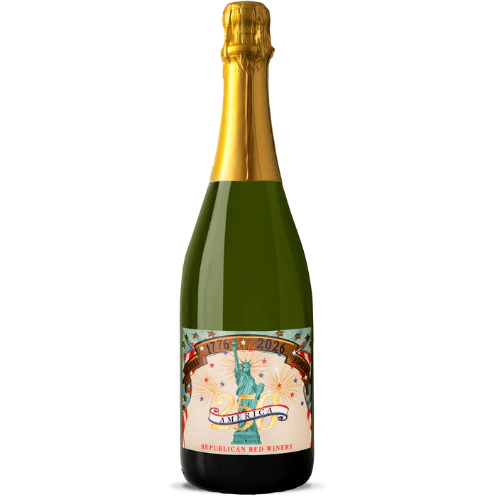 Bottle of wine with a colorful label on a white background