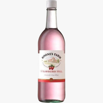 Bottle of Boone's Farm Strawberry Hill wine on a white background