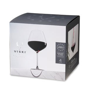 Viski Reserve Inez Crystal Burgundy Glasses 4Pk
