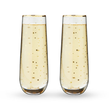 Starlight Stemless Champagne Flute Set
