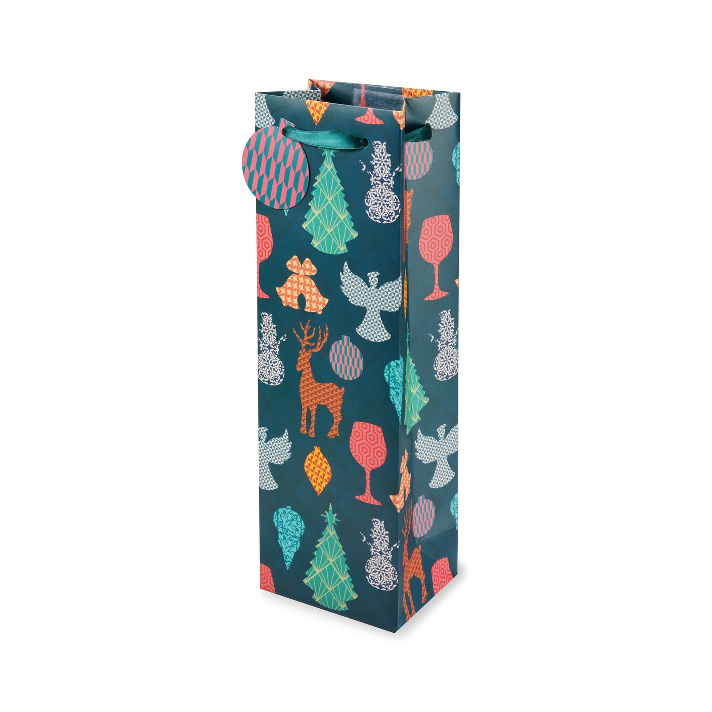 Holiday Patterned Icons Wine Bag
