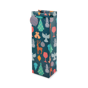 Holiday Patterned Icons Wine Bag