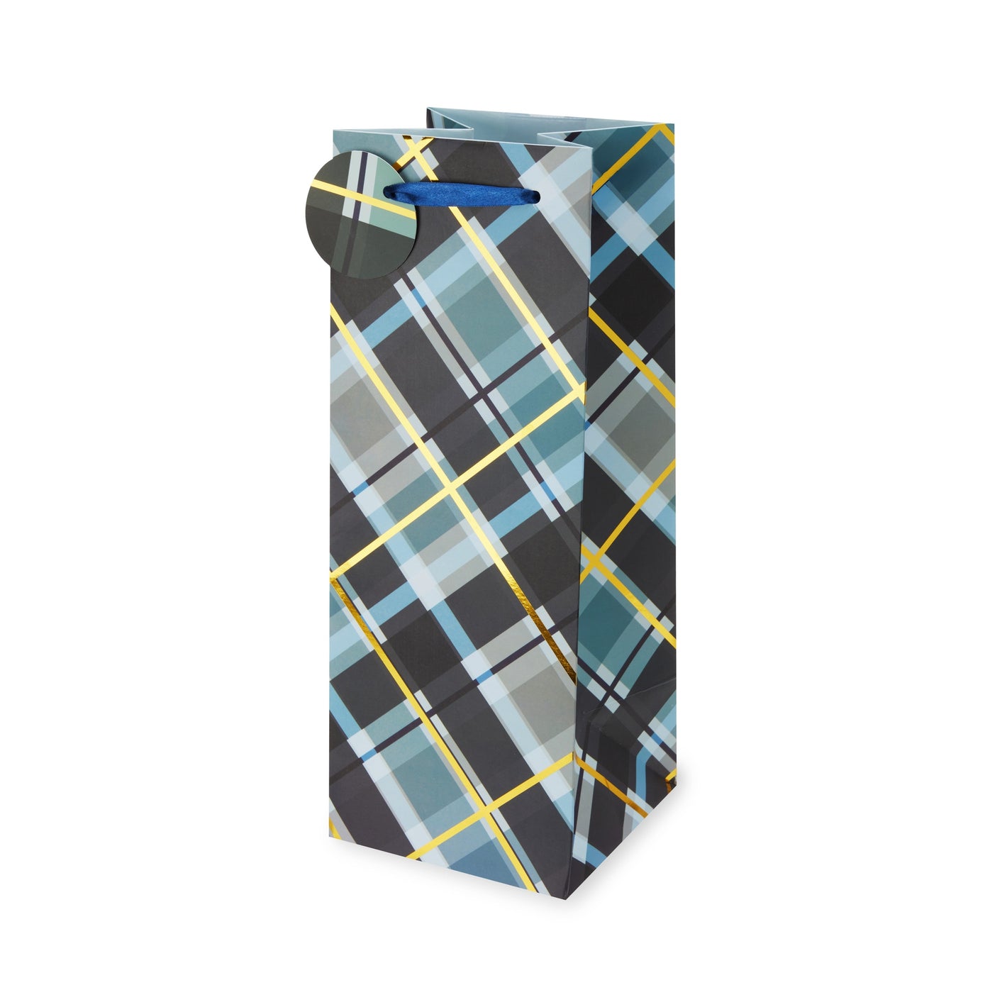 Blue & Gold Plaid 1.5L Gift Bags