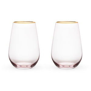 Twine Rose Crystal Stemless Wine Glass