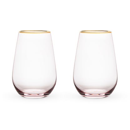 Twine Rose Crystal Stemless Wine Glass