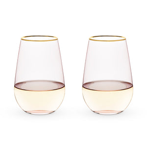 Twine Rose Crystal Stemless Wine Glass