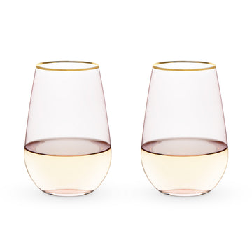 Twine Rose Crystal Stemless Wine Glass