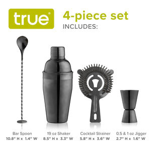 True Gunmetal Black Barware Set