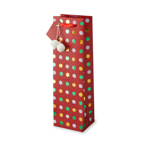 Holiday Pom Pom  Single Bottle Wine Bag