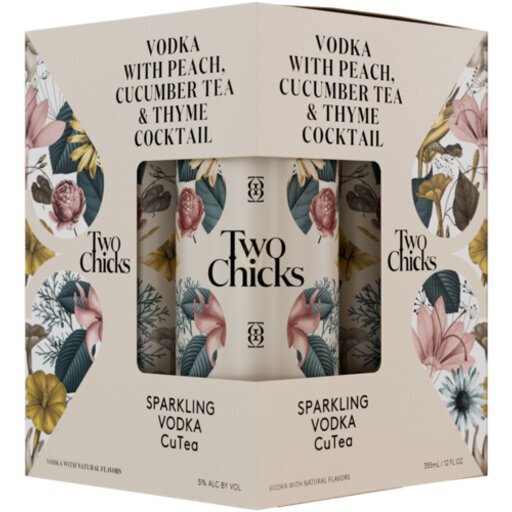 Two Chicks Vodka With Peach Cucumber Tea & Thyme 4pk Cn