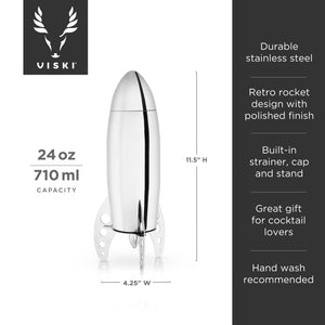 Viski Rocket Stainless Steel Cocktail Shaker