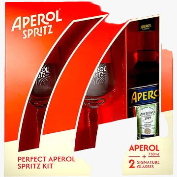 Aperol Aperitivo Liqueur  Gift Set W 2 Spritz Glasses