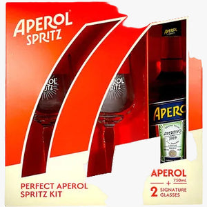 Aperol Aperitivo Liqueur  Gift Set W 2 Spritz Glasses
