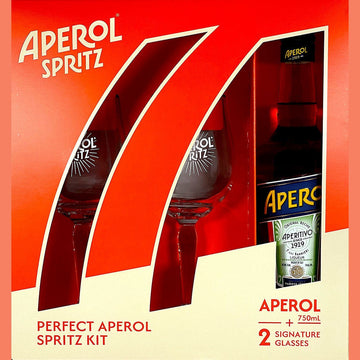 Aperol Aperitivo Liqueur  Gift Set W 2 Spritz Glasses