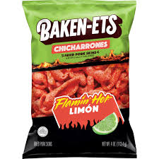 Baken-Ets Flamin Hot Chicharrones Fried Pork Skins Limon