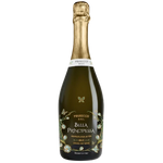 A bottle of Bella Principessa Prosecco Alcoholic, featuring a dark green glass bottle with a gold foil top and a decorative label with gold and white floral details.