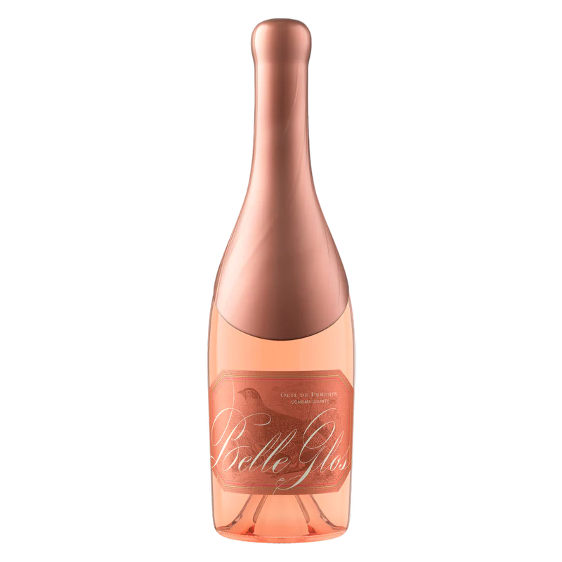 Rose wine bottle with 'Belle Gloire' label on a white background
