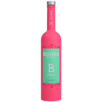 A single bottle of Belvedere Vodka in a vibrant hot pink color, featuring a mint green label with white text and a silver cap, isolated on a white background.