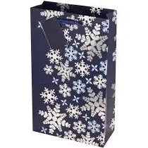 Blue Snowflake 2 Bottle Gift Bag