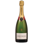 Bollinger champagne bottle on a white background
