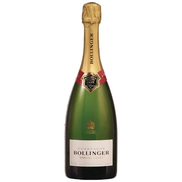 Bollinger champagne bottle on a white background