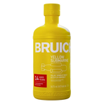 A bottle of Bruich Yellow Submarine 14-year-old single malt Scotch whisky, featuring a bright yellow label and cap with white text and a small red age badge.