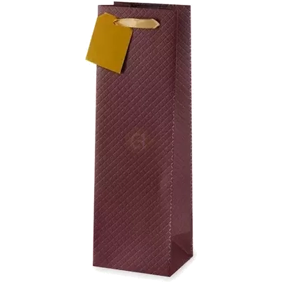 Burgundy Quilted Faux Leather Wine Bag