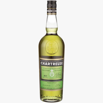 Chartreuse bottle on a black background