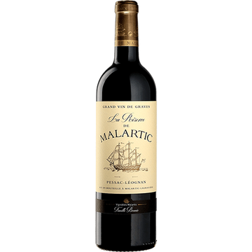 Bottle of La Reserve de Malartic wine with ship illustration on label