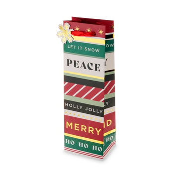 Christmas Stripes Single Wine Bag