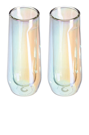Corkcicle Glass Flute 2Pk Prism 7oz
