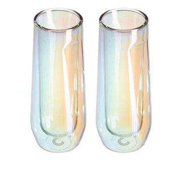 Corkcicle Glass Flute 2Pk Prism 7oz