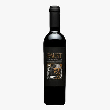 Wine bottle with 'Faust' label on a white background