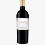 Wine bottle labeled 'Fidelity' on a white background