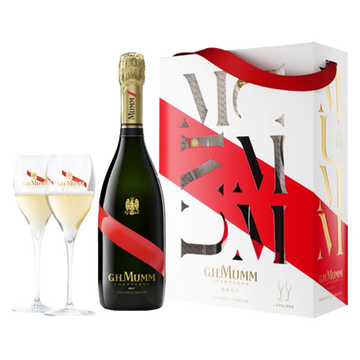 G H Mumm Brut Cordon Rouge  with 2 Glasses