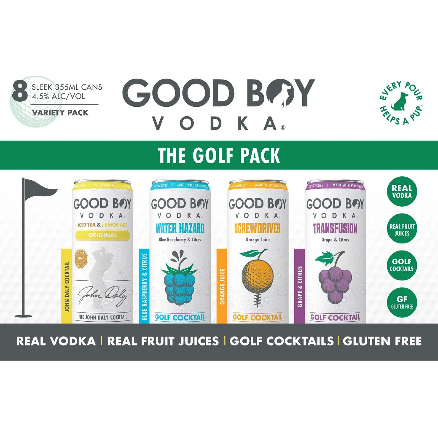 Good Boy Vodka The Golf Pack Variety  8pk Cns