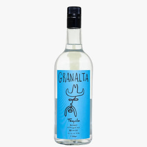 Granalta tequila bottle with blue label on a white background