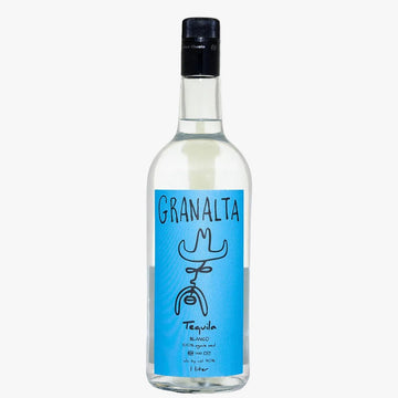 Granalta tequila bottle with blue label on a white background