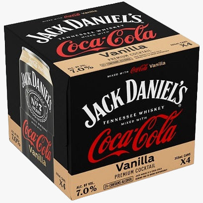 Jack Daniels & Coca Cola Vanilla 4pk Can