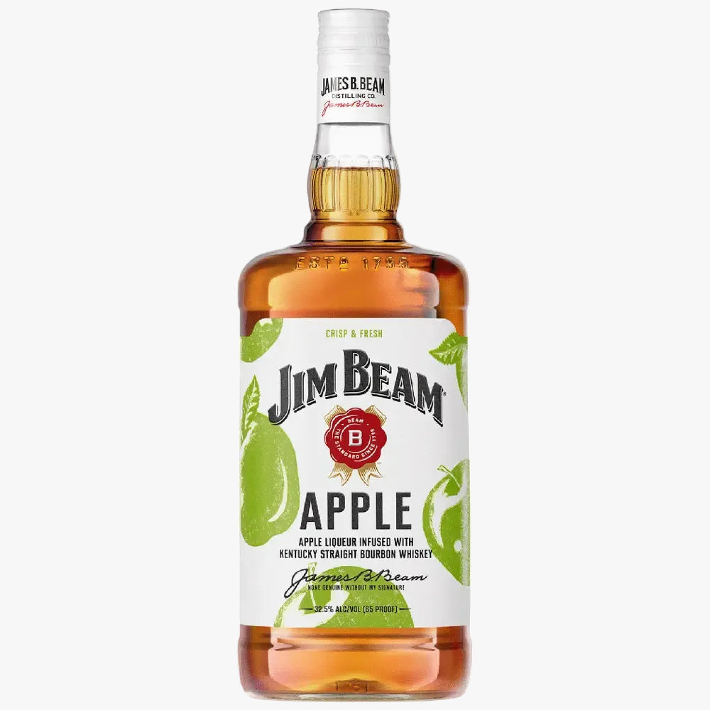 Jim Beam Apple whiskey bottle on a white background