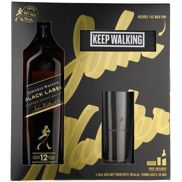 Johnnie Walker Black Gift Set with Glass and Ice Mold