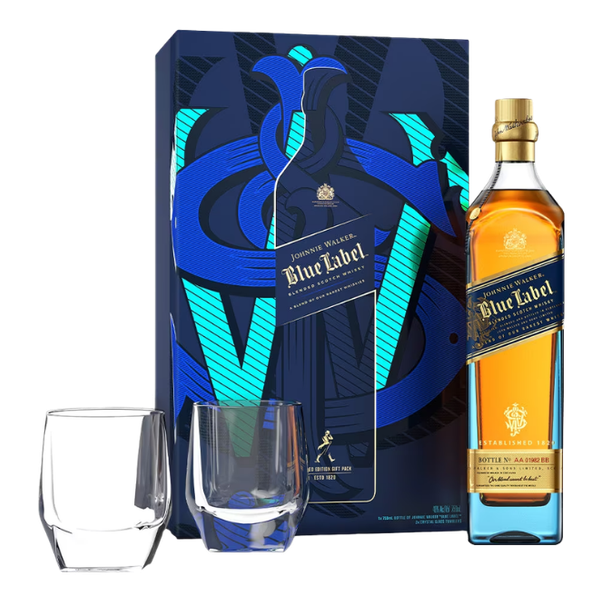 Johnnie Walker Blue Gift Set w Two Glasses