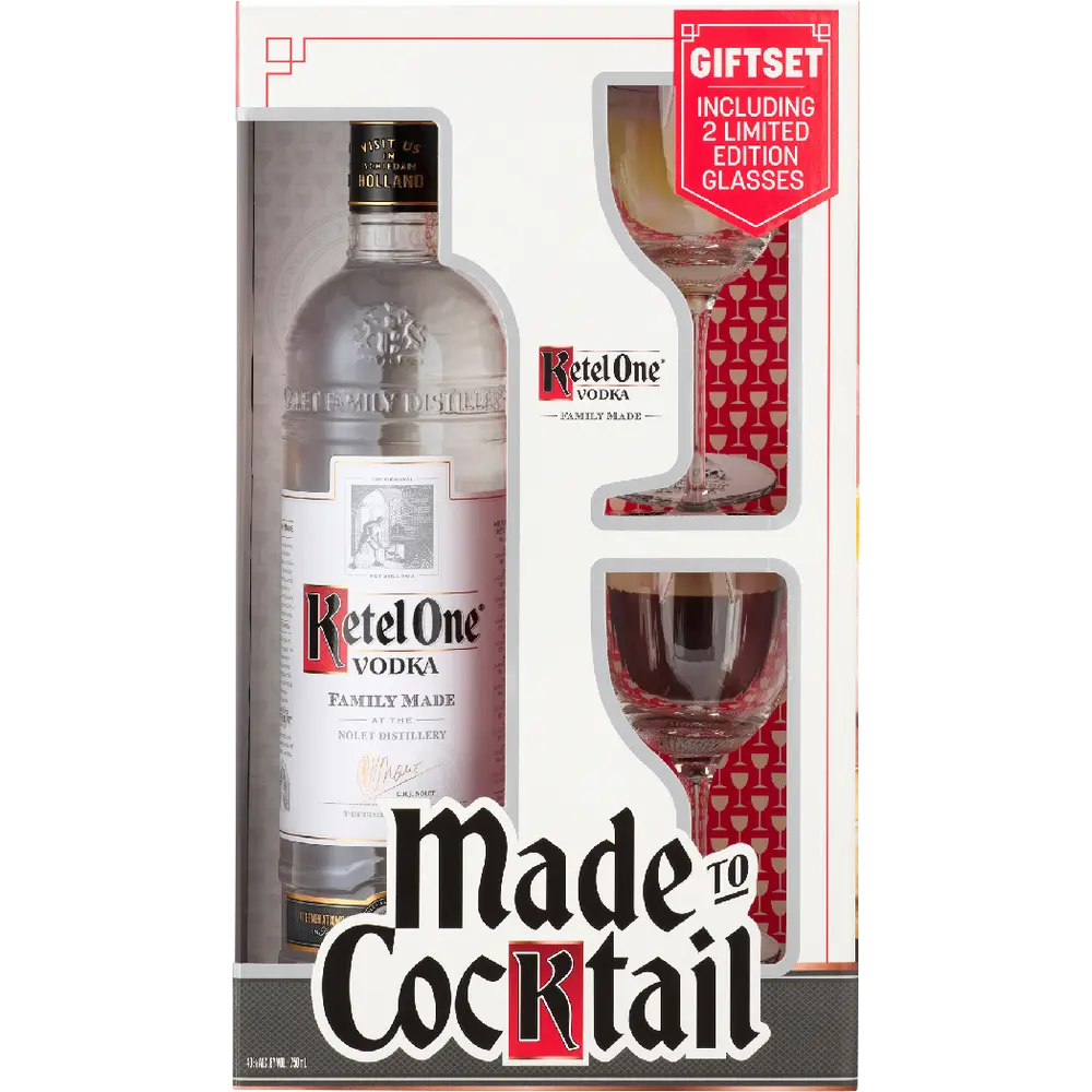 Ketel One Vodka  with 2 Nick &amp; Nora Glasses
