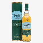 Knappogue Castle 14-year-old single malt Irish whiskey bottle and packaging on a white background