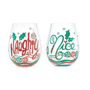 Nice and Naughty Stemless Wine Glass