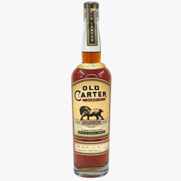 A bottle of Old Carter Bourbon Barrel Aged Whiskey on a plain white background.