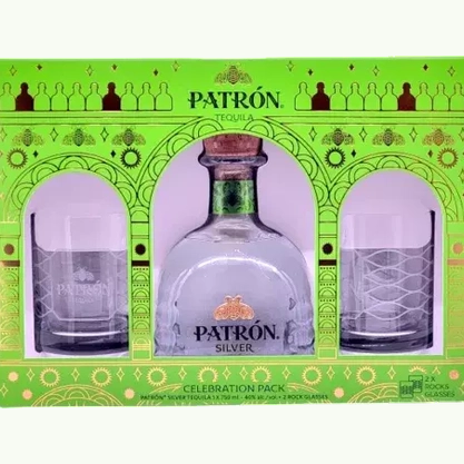 Patron Silver Tequila  Gift Set w 2 Collectors Cups