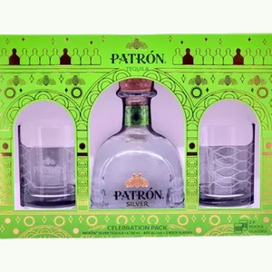 Patron Silver Tequila  Gift Set w 2 Collectors Cups